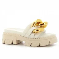 Klapki i japonki damskie - Beżowe klapki na platformie CARINII - Carinii - miniaturka - grafika 1