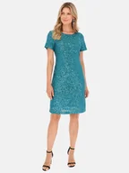 Sukienki - Turkusowa sukienka wieczorowa cekinowa Potis & Verso Dixi - miniaturka - grafika 1