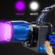 Latarki - Najmocniejszy reflektor 85000lm T6 Led Uv Zoomable Sensor Akumulatorowa latarka czołowa USB ze światłem UV / białym światłem - miniaturka - grafika 1