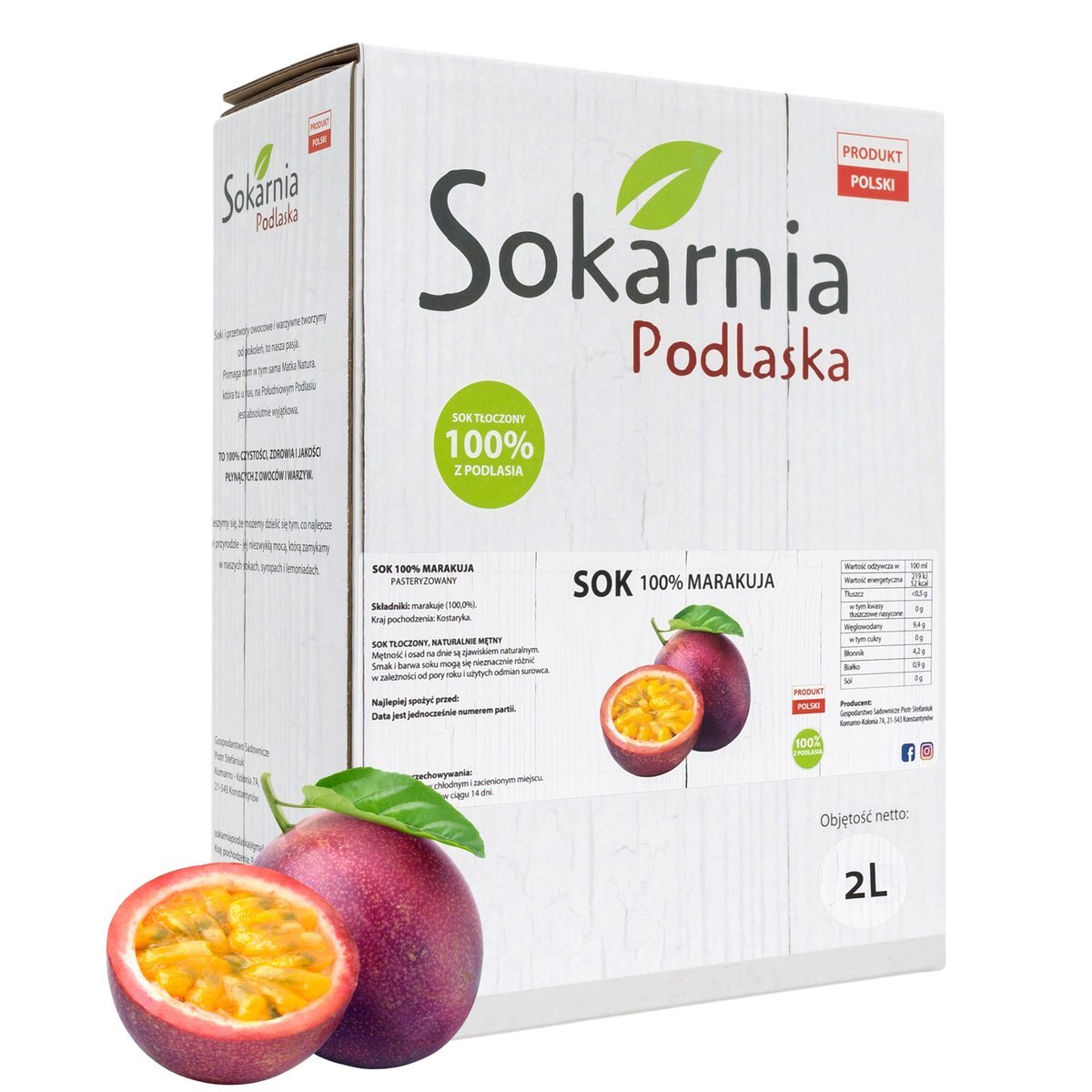 SOK MARAKUJA 2L 100% Naturalny Niepowtarzalny Smak Orzeźwia Dodaje Energii