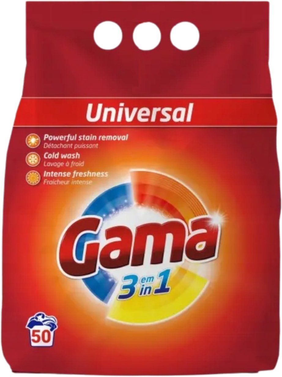 GAMA Proszek do prania do kolorów i bieli Universal 50 prań 3kg
