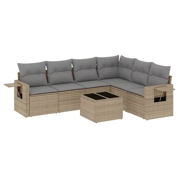 Zestaw mebli ogrodowych modułowych 8 elem. beżowy rattan PE 62x62x69 cm