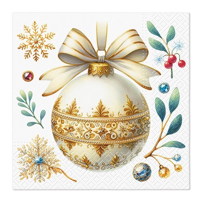 Eleganckie SERWETKI świąteczne Bombka 33x33cm 20szt
