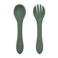 Sztućce dla dzieci - Petite&Mars Take&Match Silicone Cutlery sztućce Misty Green 6 m+ 2 szt. - miniaturka - grafika 1