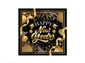 Dekoracje i nakrycia stołu na imprezę - Serwetki Happy New Year czarne - 33 cm - 20 szt. - miniaturka - grafika 1