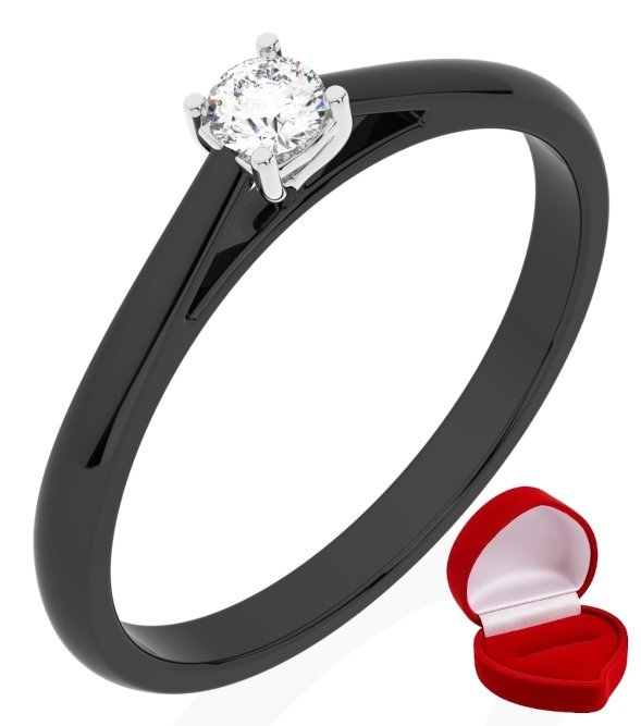 ZŁOTY PIERŚCIONEK ZARĘCZYNOWY 585 14k BRYLANT LAB 0,09 ct CZARNE ZŁOTO R16