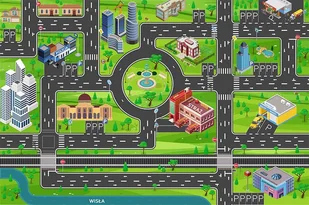 Mata Tor Ulica 100x150 cm Miasto Do Zabawy STACJA - Samochody i pojazdy dla dzieci - miniaturka - grafika 1