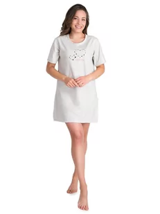 Koszula nocna damska bawełniana szara SLEEP WELL M YOCLUB - Bielizna nocna - miniaturka - grafika 1