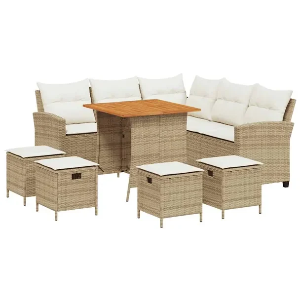 Zestaw ogrodowy L, beżowy, rattan PE, 184 x 184 x 80 cm, stół 76 x 76 x