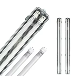 Zestaw 2x oprawa hermetyczna AQUA M 2x120 + 4x LED T8 18W zimnobiała - Oprawy, klosze i abażury - miniaturka - grafika 1