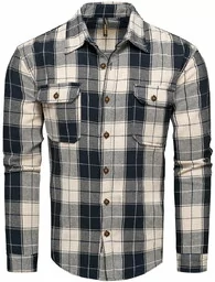 Koszule męskie - Męska koszula flanelowa w kratę Recea - grafika 1