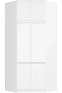 Szafy - Biała narożna szafa na ubrania z nadstawką H4-N19 - miniaturka - grafika 1