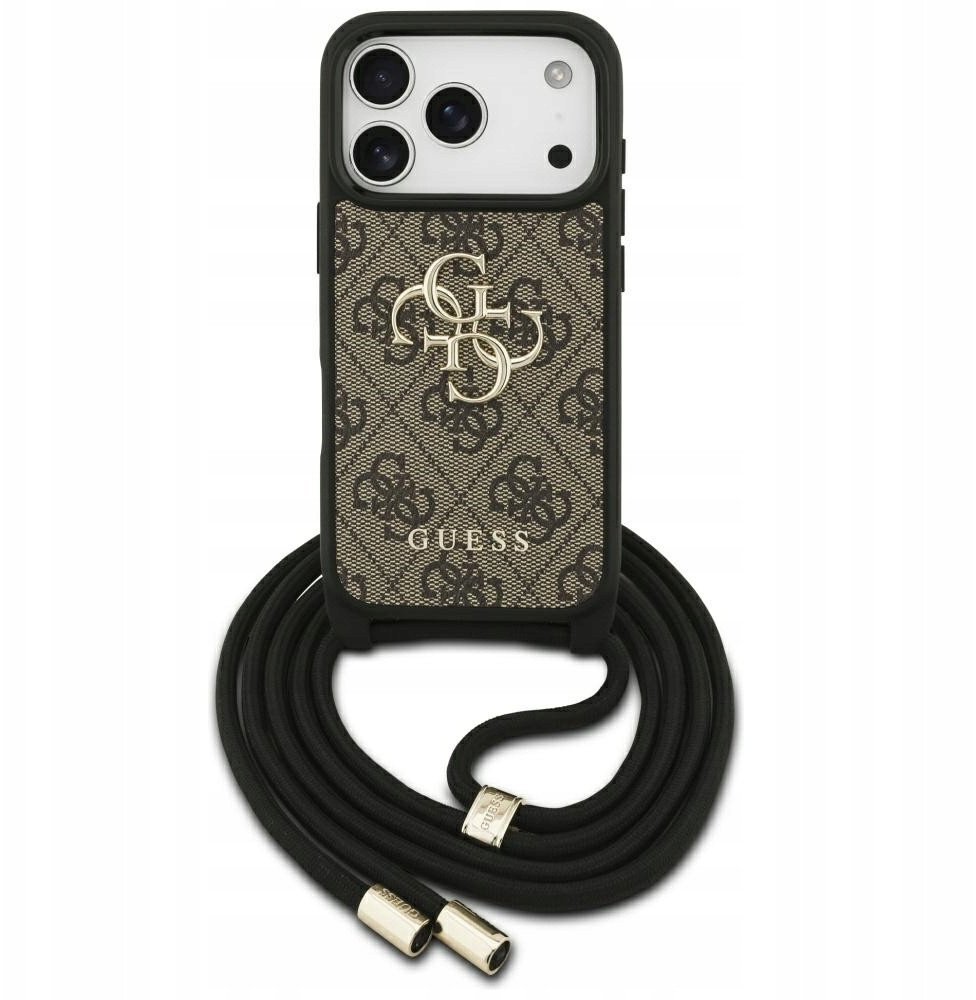Etui Guess 4G Big Logo Cord Stap Crossbody do iPhone 17 Pro brązowy