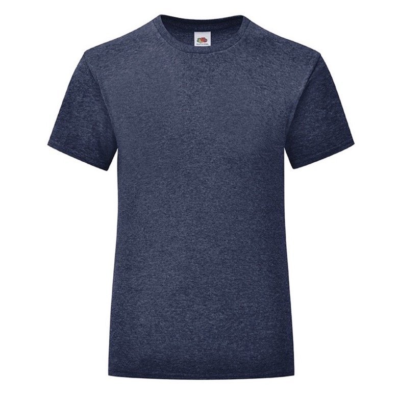 Koszulka dziewczęca ICONIC z odrywaną metką Fruit of the Loom - Vintage Heather Navy 3-4