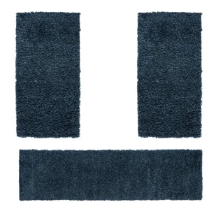 MY-RUG Shaggy Star 3-częściowy dywanik do łóżka z wysokim włosiem, do sypialni, ciemnoniebieski, 300x80 - Dywany - miniaturka - grafika 1