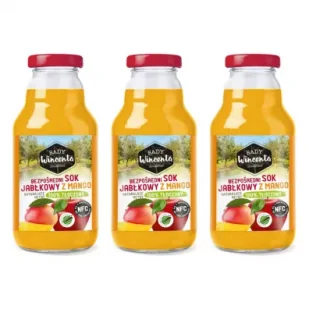 Sady Wincenta Sok 100% jabłkowy z mango naturalnie mętny tłoczony NFC Zestaw 3 x 330 ml - Soki i napoje niegazowane - miniaturka - grafika 1