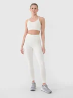 Legginsy - Damskie legginsy treningowe 4F 4FWSS25TFTIF380 - białe - miniaturka - grafika 1