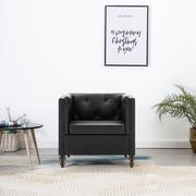 Fotele - vidaXL Fotel tapicerowany sztuczną skórą, czarny - miniaturka - grafika 1