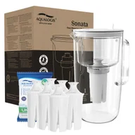 Dzbanki filtrujące - Szklany dzbanek filtrujący Sonata Biały + 6 wkładów UniX - miniaturka - grafika 1