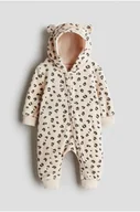Kombinezony dla dzieci - H & M - Welurowy kombinezon w nadruki - Beżowy - H&M - miniaturka - grafika 1