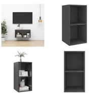Szafki RTV - vidaXL Szafka wisząca pod TV wysoki połysk szara 37x37x72 cm materiał drewnopochodny - Szafka pod TV - Szafki pod TV - Wisząca szafka pod TV - Wiszące szafki pod TV - miniaturka - grafika 1