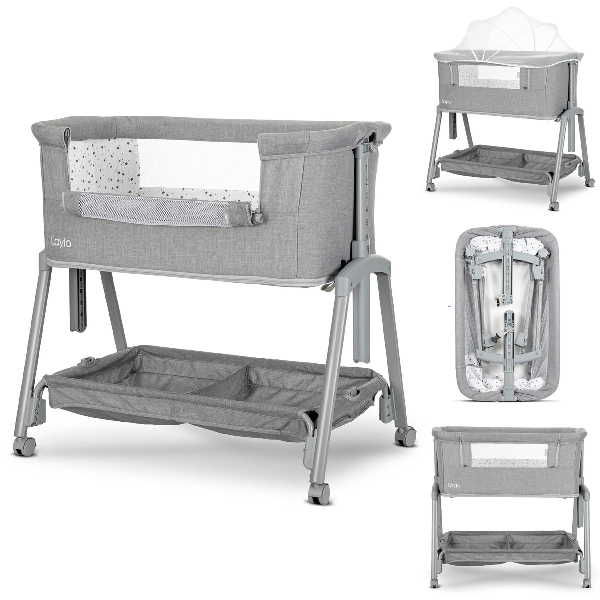 ŁÓŻECZKO DOSTAWNE 2W1 DO SYPIALNI REGULOWANE 0+ LORELLI LAYLA