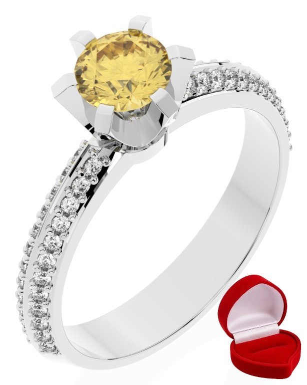 ZŁOTY PIERŚCIONEK ZARĘCZYNOWY 585 14k SZAFIR 0,50 ct BIAŁE ZŁOTO R10