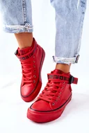 Moda i Uroda OUTLET - Wysokie Ocieplane Trampki Big Star GG274028 Czerwone-37 - miniaturka - grafika 1