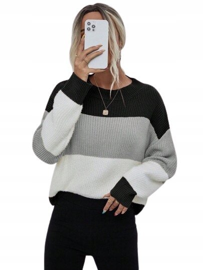 SHEIN SWETER DAMSKI WIELOKOLOROWY Z DŁUGIM RĘKAWEM 40/42 1EA
