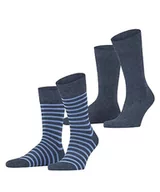 Skarpetki męskie - ESPRIT Mężczyźni Fine Stripe 2-Pack M SO Bawełna z wzorem 2 Pak, Niebieski (Blue/Blue 6661), 39-42 - miniaturka - grafika 1
