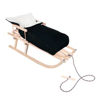 Sanki i ślizgacze - Springos, Sanki drewniane z oparciem i śpiworkiem czarnym - miniaturka - grafika 1