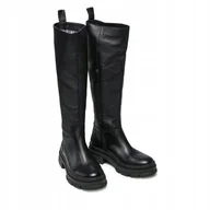 Kozaki damskie - Czarne kozaki workery Nessi 21105 skóra modne damskie płaski obcas r.38 - miniaturka - grafika 1