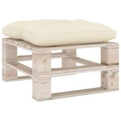Pozostałe meble ogrodowe - vidaXL Ogrodowy stołek z palet z kremową poduszką, drewno sosnowe vidaXL - miniaturka - grafika 1