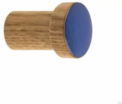 Wieszak ścienny Simple Drewniany Emaliowany Niebieski Ciepły - Olej Bezbarwny Półmat