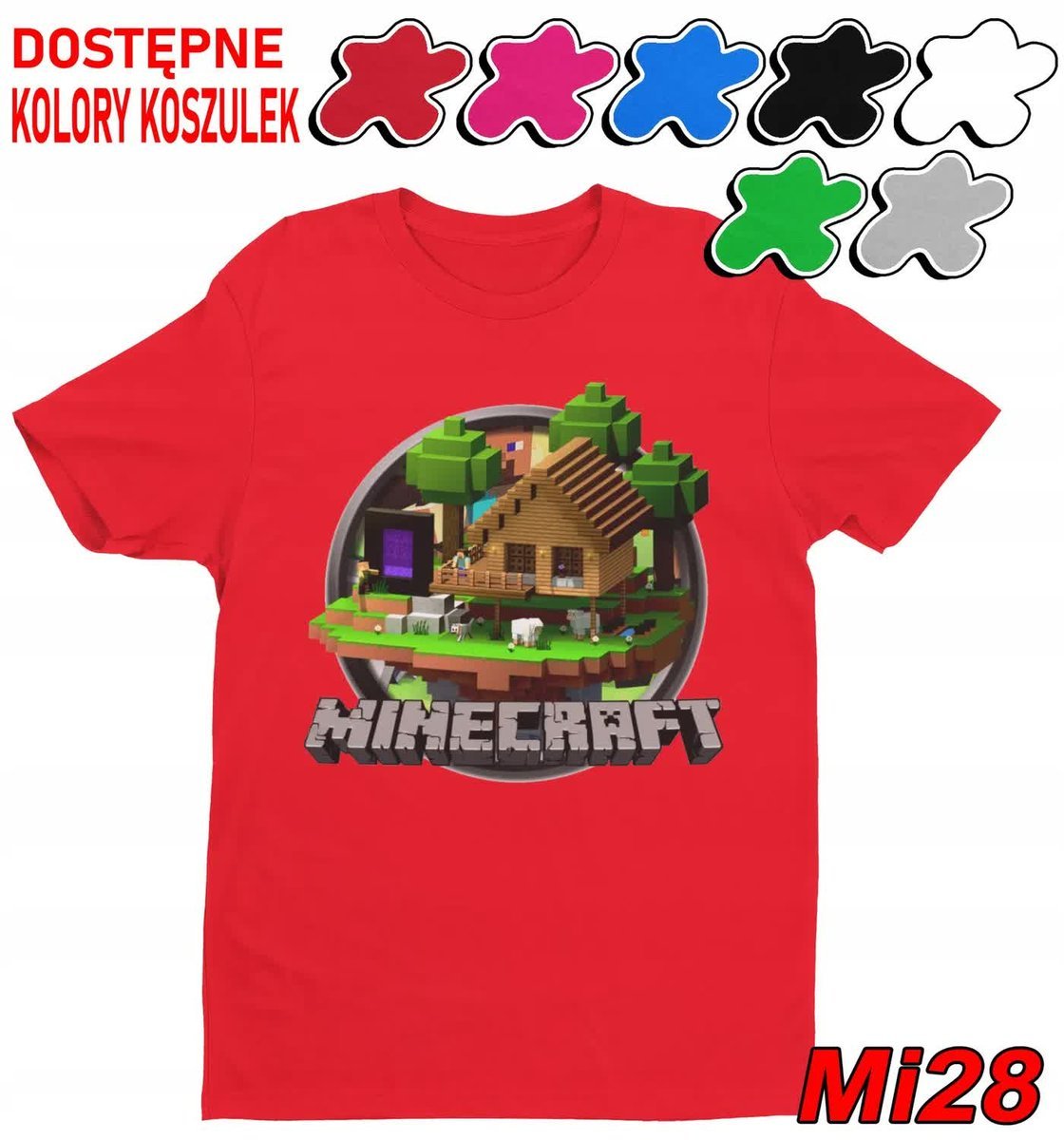 Koszulka Dziecięca Z Nadrukiem Dla Fana Mainkraft Gry Wzory -M 134-140