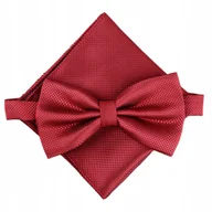 Krawaty i muchy męskie - Zestaw mucha + poszetka - bordowa - miniaturka - grafika 1