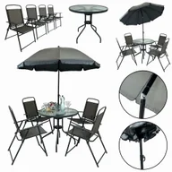 Meble ogrodowe - Komplet Mebli Ogrodowych Balkon Ogród Taras Stół Parasol Chile 4Os Szary - miniaturka - grafika 1