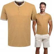 Koszulki męskie - T-Shirt Męski Koszulka W Serek Karmelowa Bawełniana Morly Xl Pako Jeans - miniaturka - grafika 1