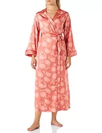 Płaszcze damskie - women'secret Damski długi płaszcz z krzyżykiem z satyny poliestrowej, z nadrukiem i rękawami, kimono, szlafrok i kimono, Z nadrukiem pomarańczowym, XL - miniaturka - grafika 1