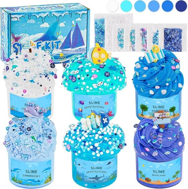 Zestaw Robienia Slime Masa Plastyczna Dzieci Kreatywny Fabryka Ocean Blue