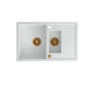 Zlewozmywaki - QUADRON MORGAN 156 biały metalik + odpływ miedziany PVD (HB8224U1-C1) HB8224U1-C1 - miniaturka - grafika 1