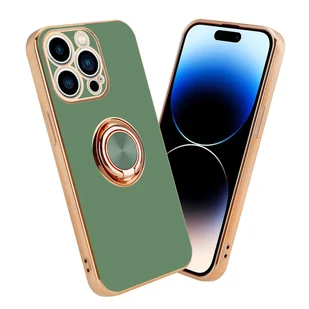 Pokrowiec Do Apple iPhone 14 PRO Etui w Glossy Jasno Zielony - Złoto magnetycznym Obudowa Case Cover Ochronny Cadorabo - Etui i futerały do telefonów - miniaturka - grafika 1