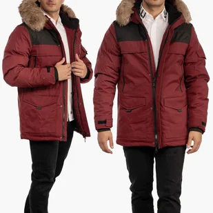 Kurtka Męska Puchowa Ocieplana Parka Czerwona 8-K-2024 XL Czerwony - Kurtki męskie - miniaturka - grafika 1