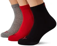 Skarpetki damskie - PUMA Skarpety uniseks Plain Quarter (zestaw 3 szt.), czarny/czerwony, 35-38 EU - miniaturka - grafika 1