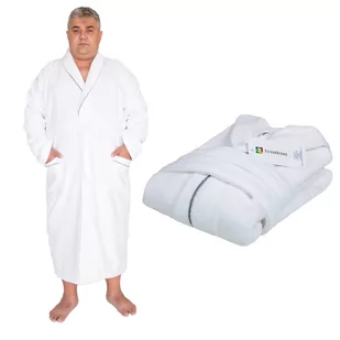 Elegancki szlafrok welurowy Soft Touch Biały 5XL - Piżamy damskie - miniaturka - grafika 1