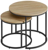 Ławy i stoliki kawowe - Zestaw Okragłych Stolików Kawowych 2W1 Dąb Sonoma E2-W22 - miniaturka - grafika 1