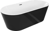 Wanny - Mexen Luna wanna wolnostojąca 180 x 80 cm, biała/czarna, przelew gun metal szczotkowany - 52031808075-95 - miniaturka - grafika 1
