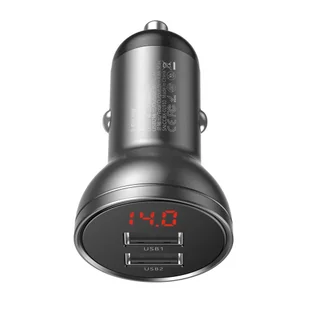 Baseus ładowarka samochodowa 2x USB 4,8A 24W z LCD szary (CCBX-0G) - Ładowarki samochodowe - miniaturka - grafika 1