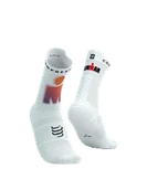 Skarpetki sportowe męskie - COMPRESSPORT Skarpetki do biegania wysokie PRORACING SOCKS V4 RUN HIGH IRONMAN 2025 white/sunset - miniaturka - grafika 1