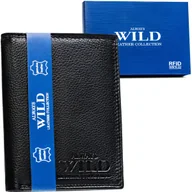 Portfele - Portfel męski skórzany klasyczny pionowy bez zapięcia czarny na karty i gotówkę antykradzieżowy ochrona RFID ALWAYS WILD - miniaturka - grafika 1